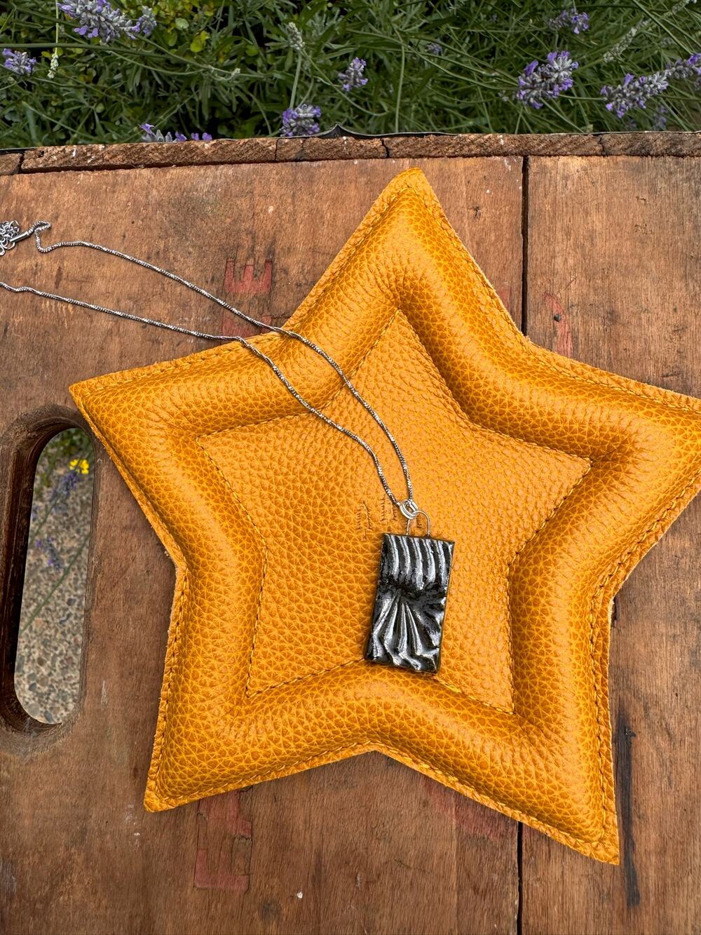 Boho Ceramic Pendant Necklace Jewelry Boho Pottery Necklace Rectangle Accessory